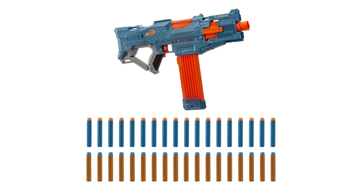Hasbro Nerf Elite 2.0 Turbine CS-18, Nerf Gun(blaugrau/orange)