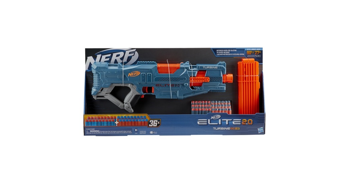 Hasbro Nerf Elite 2.0 Turbine CS-18, Nerf Gun(blaugrau/orange)