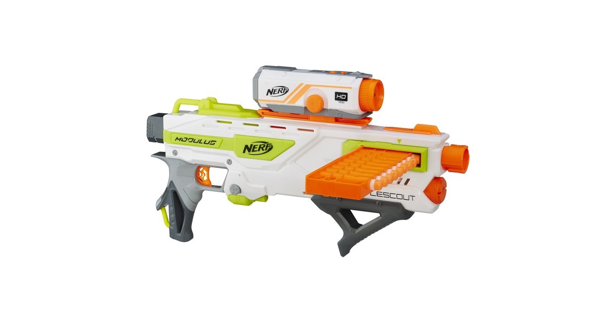 Hasbro Nerf N-Strike Elite Modulus BattleScout ICS-10, Nerf Gun(weiß/orange, Frustfreie Verpackung)