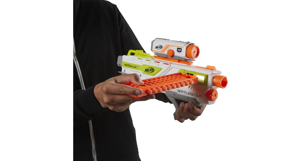 Hasbro Nerf N-Strike Elite Modulus BattleScout ICS-10, Nerf Gun(weiß/orange, Frustfreie Verpackung)