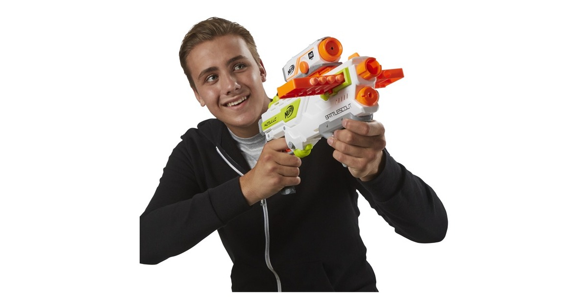 Hasbro Nerf N-Strike Elite Modulus BattleScout ICS-10, Nerf Gun(weiß/orange, Frustfreie Verpackung)