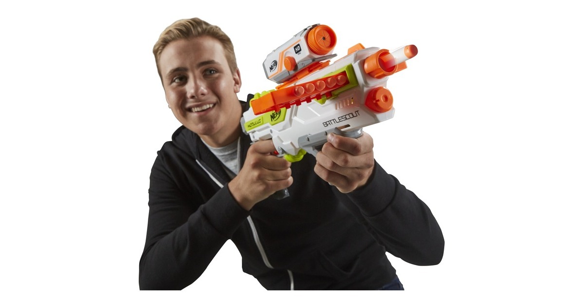 Hasbro Nerf N-Strike Elite Modulus BattleScout ICS-10, Nerf Gun(weiß/orange, Frustfreie Verpackung)