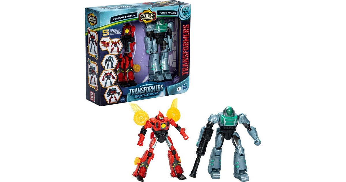 Hasbro Transformers EarthSpark Cyber-Combiner Terran Twitch und Robby Malto, Spielfigur