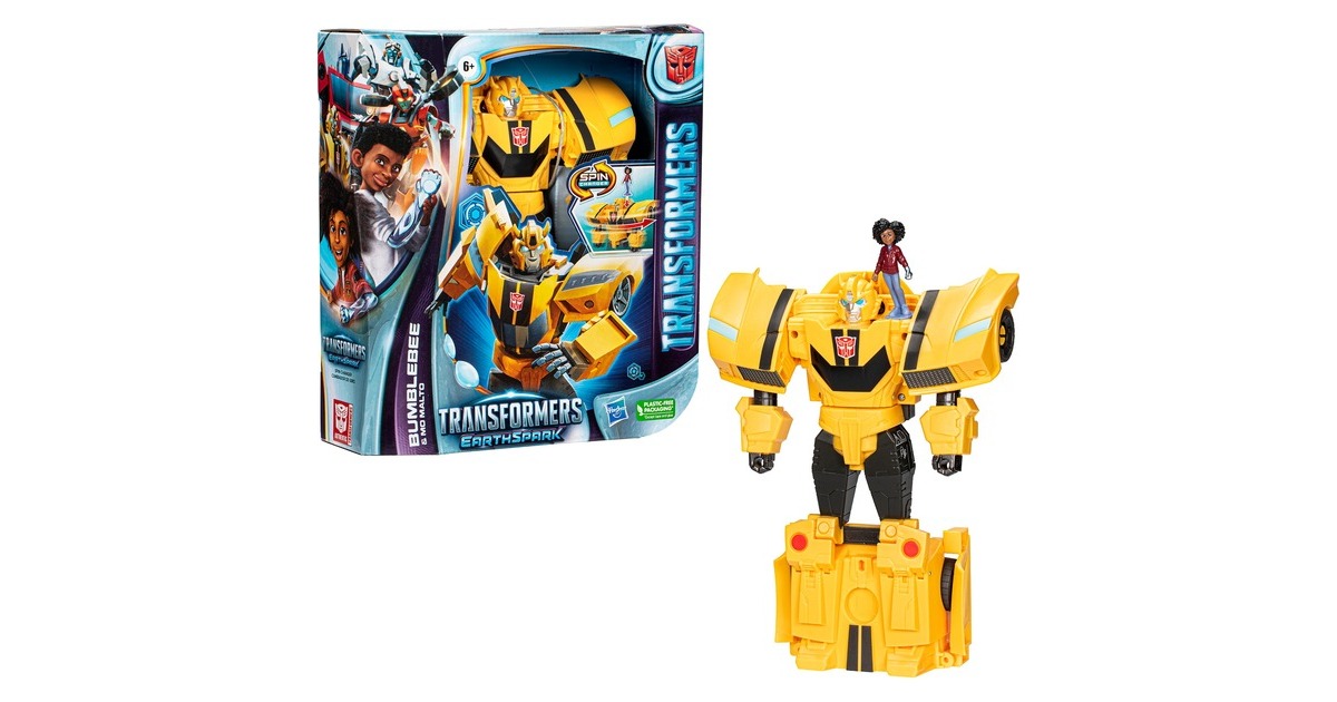 Hasbro Transformers EarthSpark Spin Changer Bumblebee und Mo Malto, Spielfigur