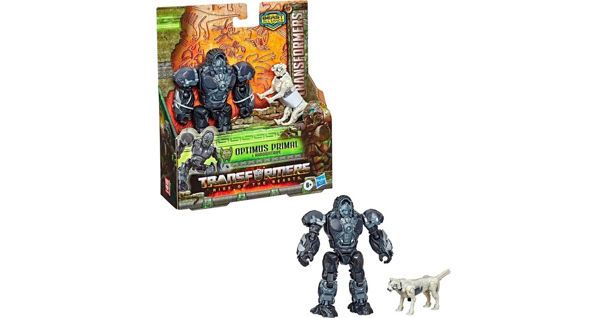 Hasbro Transformers: Aufstieg der Bestien Beast Weaponizers Optimus Primal und Arrowstripe, Spielfigur(2er-Pack, 12,5 und 7,5 cm groß)