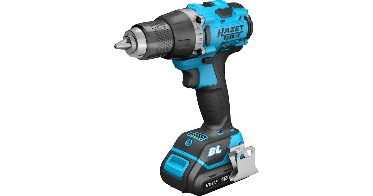 Hazet Akku-Bohrmaschine Satz 9230-2, 18Volt, Bohrschrauber(blau/schwarz, Li-Ionen Akku 2Ah)