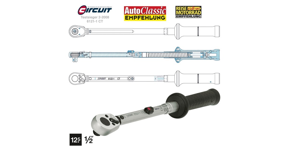Hazet Drehmomentschlüssel 6122-1 CT, 1/2"(silber/schwarz, mit Umschaltknarre) Hazet Drehmomentschlüssel 6122-1 CT, 1/2"(silber/schwarz, mit Umschaltknarre)