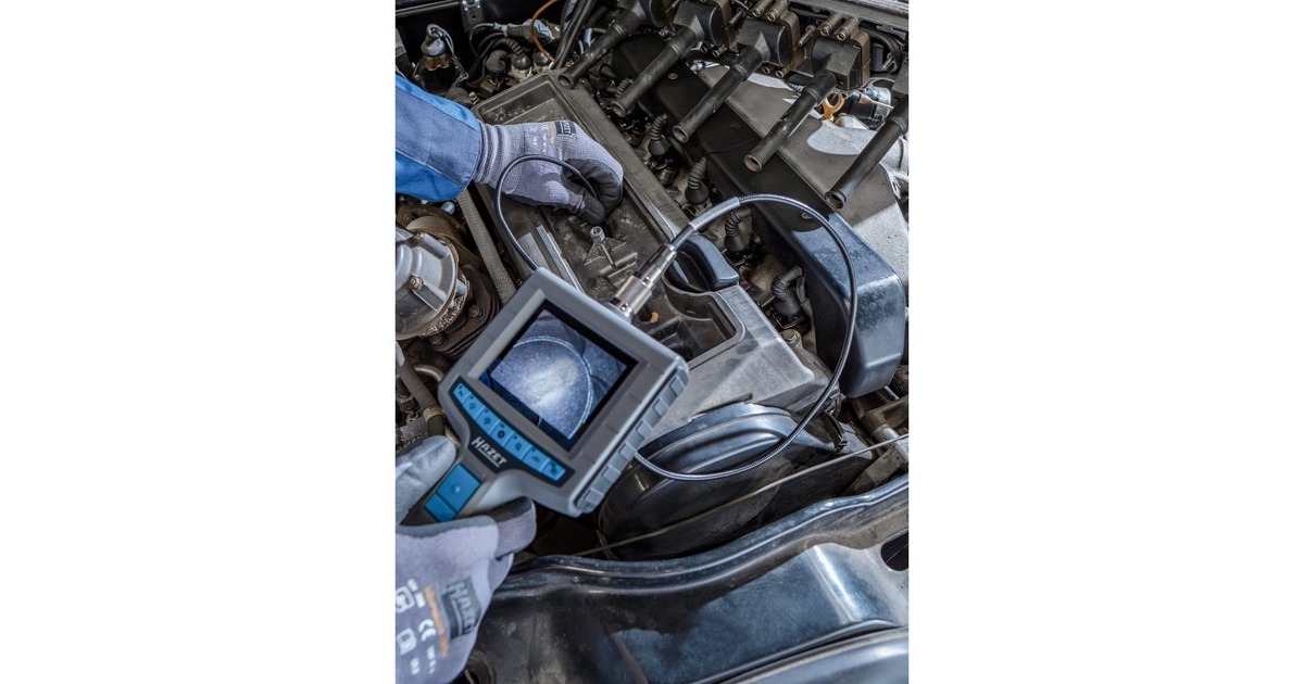 Hazet HD Video-Endoskop 4812-11/5FS, 5-teiliges Set, Inspektionskamera(grau, SD-Karte 32 GB, Front- und Seitenkamera)