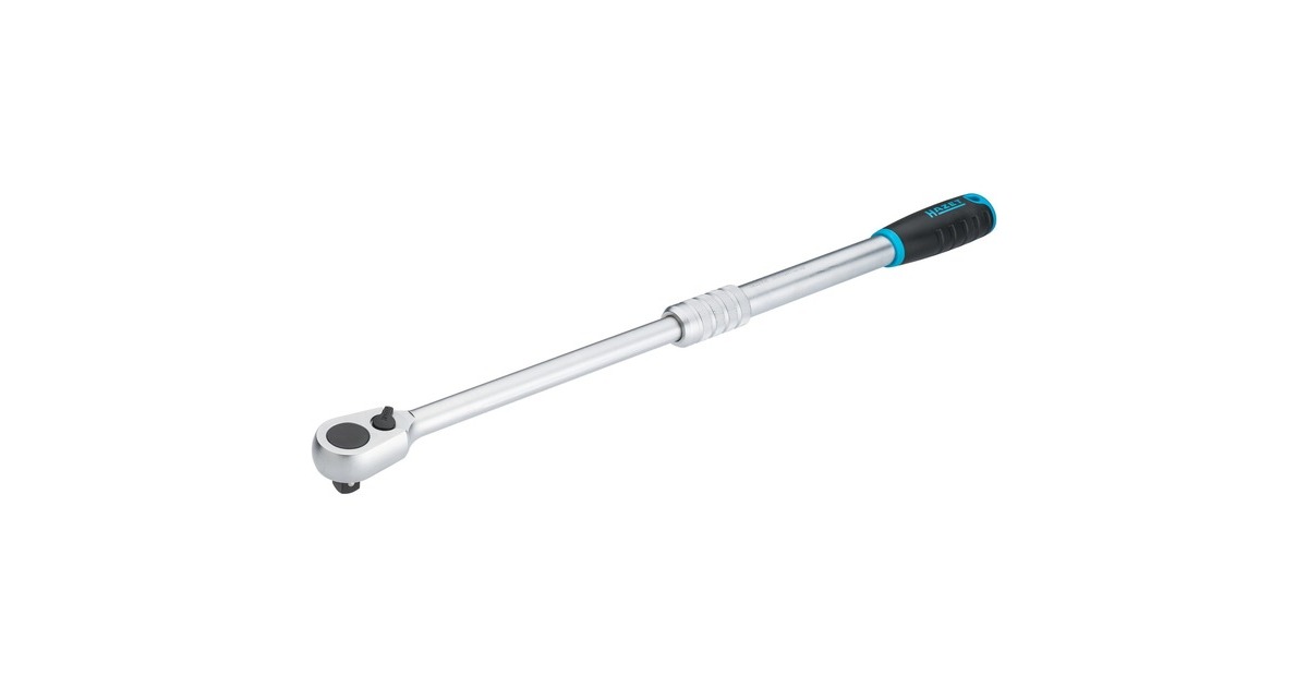 Hazet HiPer Feinzahn-Umschaltknarre 916HPLG, 1/2"(schwarz/blau, ausziehbar, Betätigungswinkel 4°, Kugelsicherung)