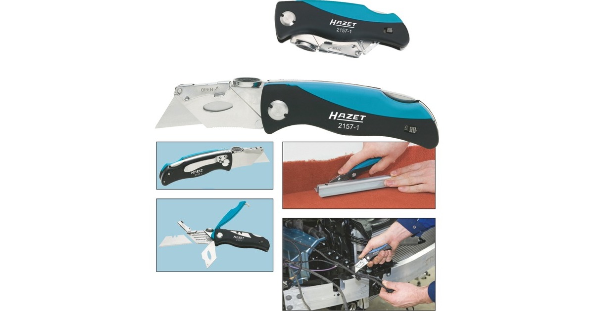 Hazet Klappmesser 2157-1(schwarz/blau, Komfortgriff aus schlagfestem ABS)