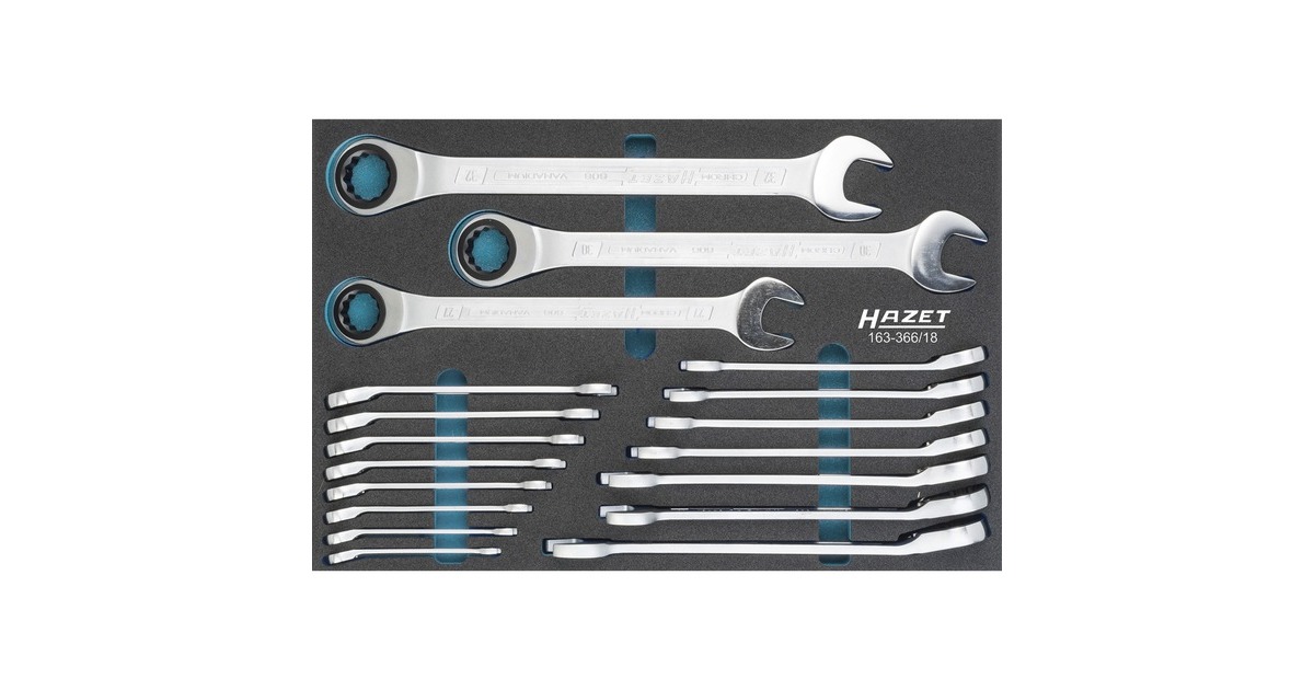 Hazet Knarren-Ring-Maulschlüssel-Satz 163-366/18, Werkzeug-Set Hazet Knarren-Ring-Maulschlüssel-Satz 163-366/18, Werkzeug-Set
