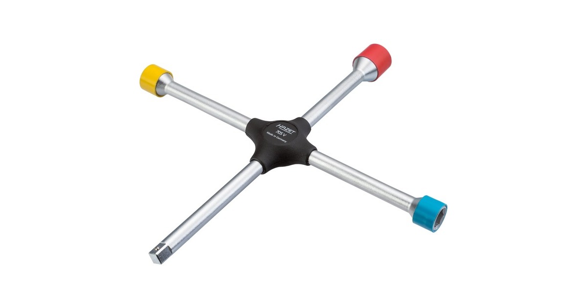 Hazet Kreuzschlüssel für PKW 705V, mit Schonhülsen, Radkreuz(mit Aufnahme für Steckschlüssel)