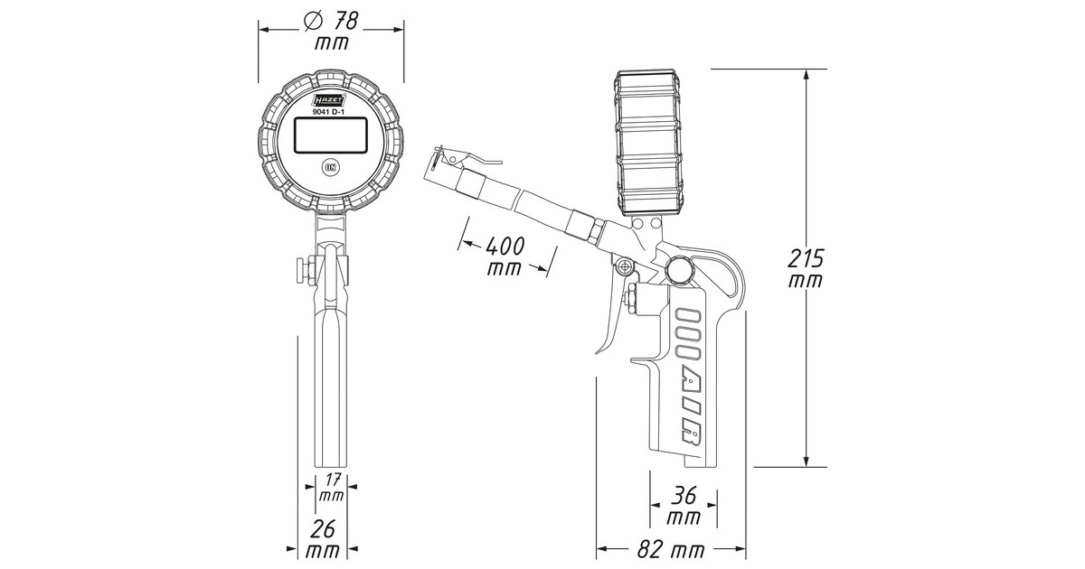 Hazet Reifenfüll-Messgerät 9041D-1, digital, Reifen-Füllgerät(blau/schwarz, Messbereich bis 12 bar)