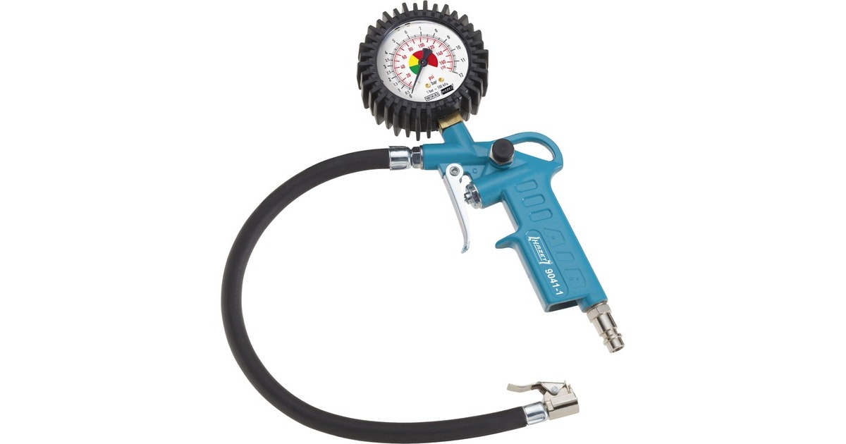 Hazet Reifenfüll-Messgerät 9041-1, Reifen-Füllgerät(blau/schwarz, Messbereich bis 12 bar)