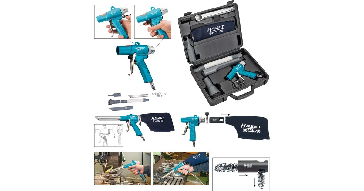 Hazet Saug -/ Blaspistole 9043 N-10, Ausblas-Werkzeug(blau, mit Einhand-Umschaltung)