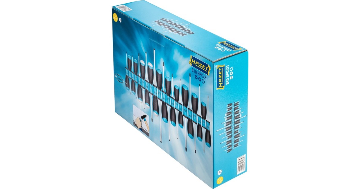 Hazet Schraubendreher Satz 810SPC/21, 21-teilig(schwarz/blau, Rutschfester HAZET-3-Komponenten-Griff)