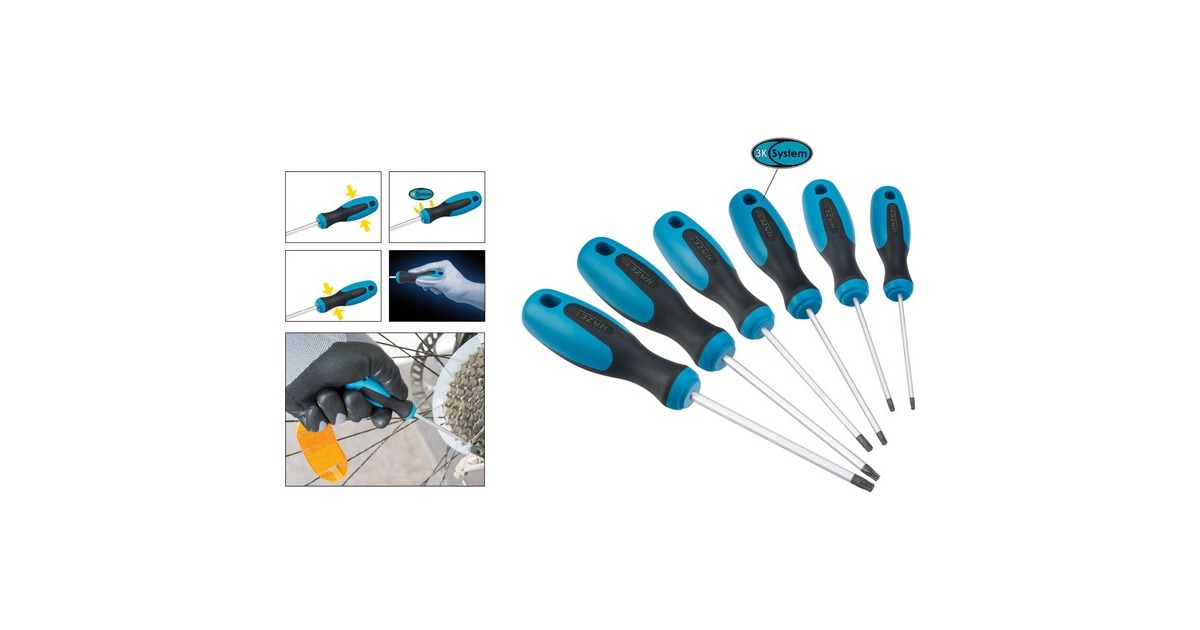 Hazet Schraubendreher-Satz TORX 810T/6(blau/schwarz, Rutschfester HAZET-3-Komponenten-Griff)