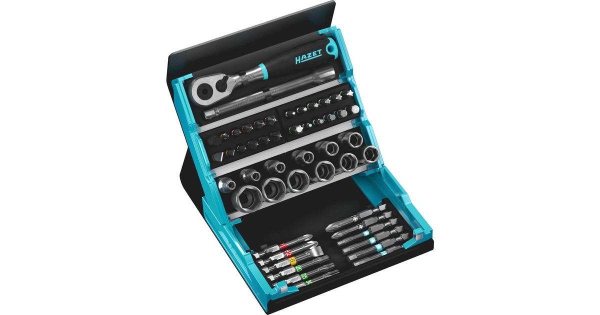 Hazet SmartCase Bit-Satz 2200SC-2, 50-teilig(schwarz/blau, 1/4", mit Umschaltknarre)