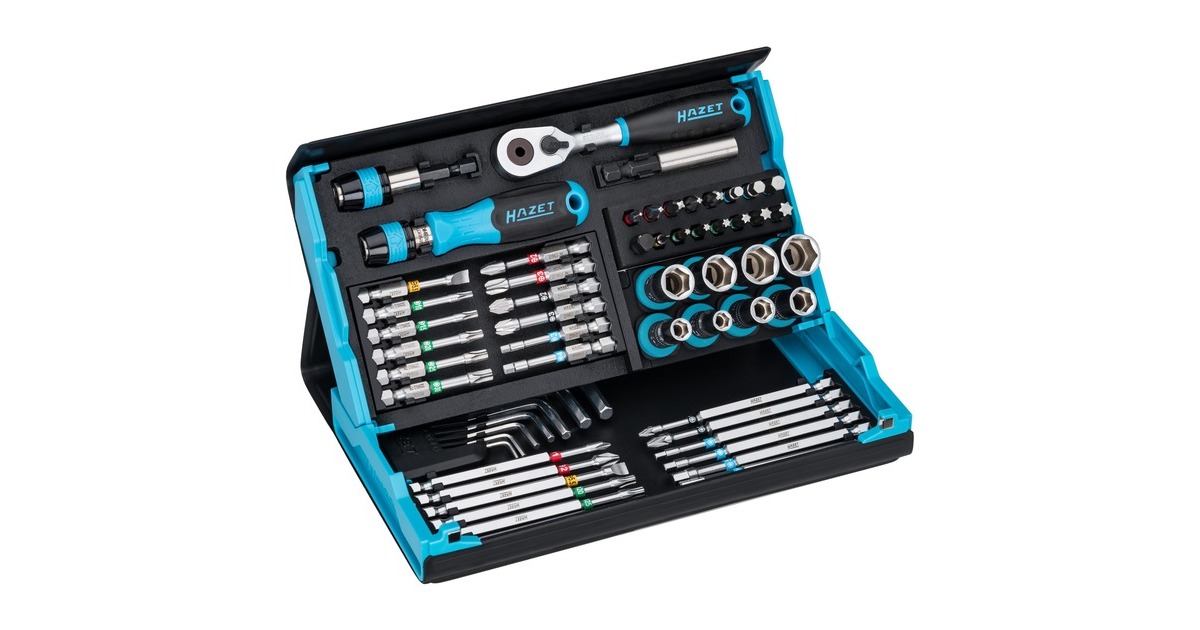 Hazet SmartCase Steckschlüssel- und Bit-Satz 2200SC-32, 59-teilig(schwarz/blau, 1/4", mit Umschaltknarre)