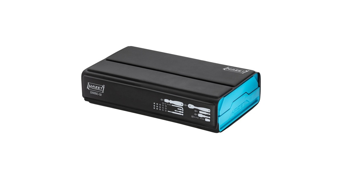 Hazet SmartCase Steckschlüssel- und Bit-Satz 2200SC-32, 59-teilig(schwarz/blau, 1/4