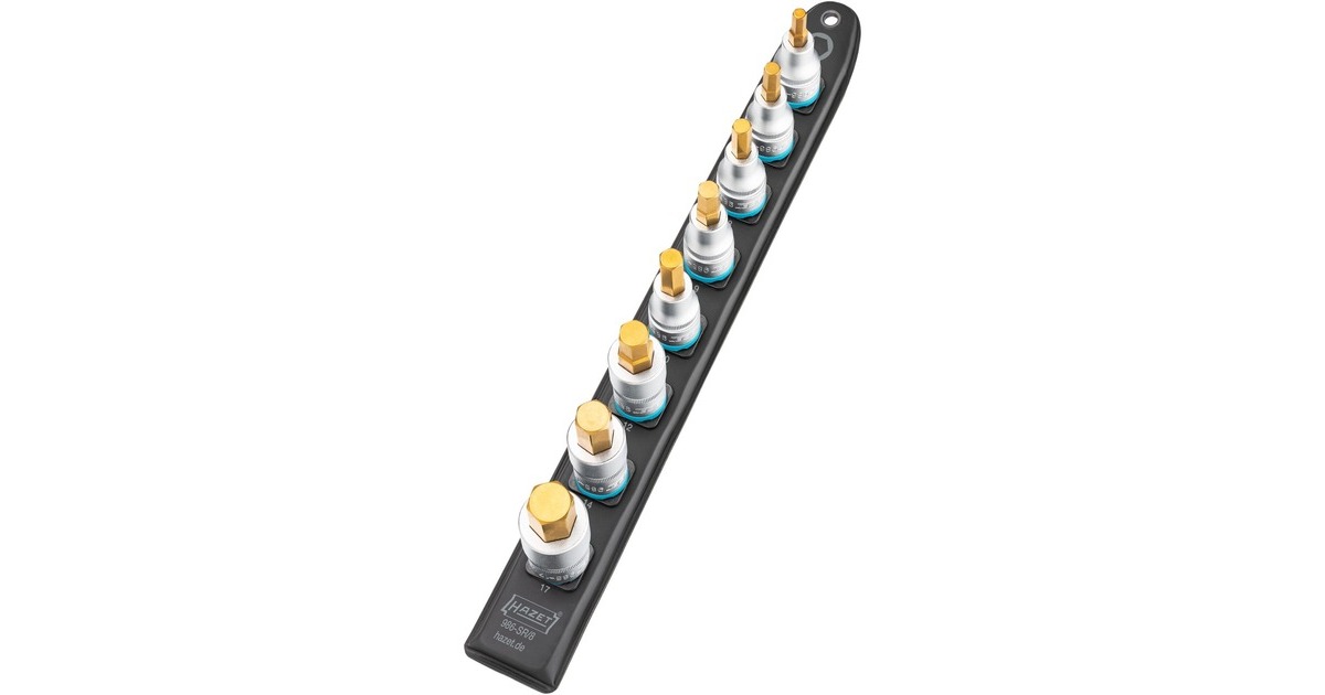 Hazet SmartRail 1/2" Steckschlüsseleinsatz-Satz Innensechskant, 8-teilig(schwarz, 6mm - 17mm, kurz)