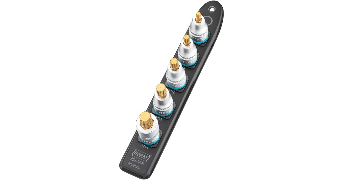 Hazet SmartRail 1/2" Steckschlüsseleinsatz-Satz Innenvielzahn, 5-teilig(schwarz, M6 - M14, kurz)