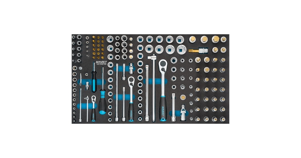 Hazet Steckschlüssel-Satz 163-549/160, Größe 4/3+, Schraubenschlüssel(160-teilig, 1/4