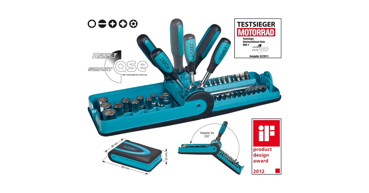Hazet Steckschlüssel Satz 856-1, 1/4", Werkzeug-Set(im ergonomischen SmartCase)