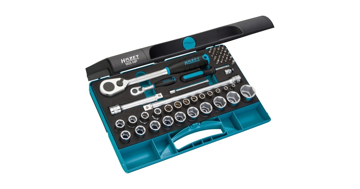 Hazet Steckschlüssel-Satz 953HP, 1/4" und 1/2", Werkzeug-Set(47-teilig, mit HiPer Feinzahn-Umschaltknarre)