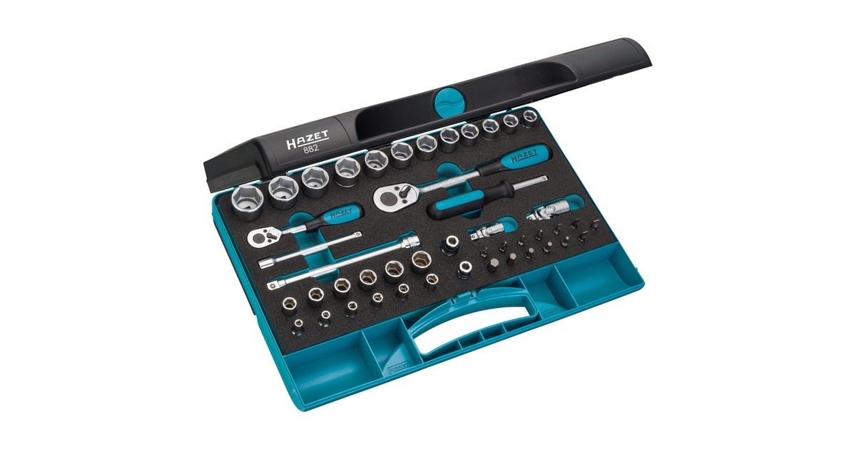 Hazet Steckschlüssel-Satz, 1/4" und 3/8", 46-teilig, Werkzeug-Set(mit 2 Umschaltknarren und Steckschlüssel)