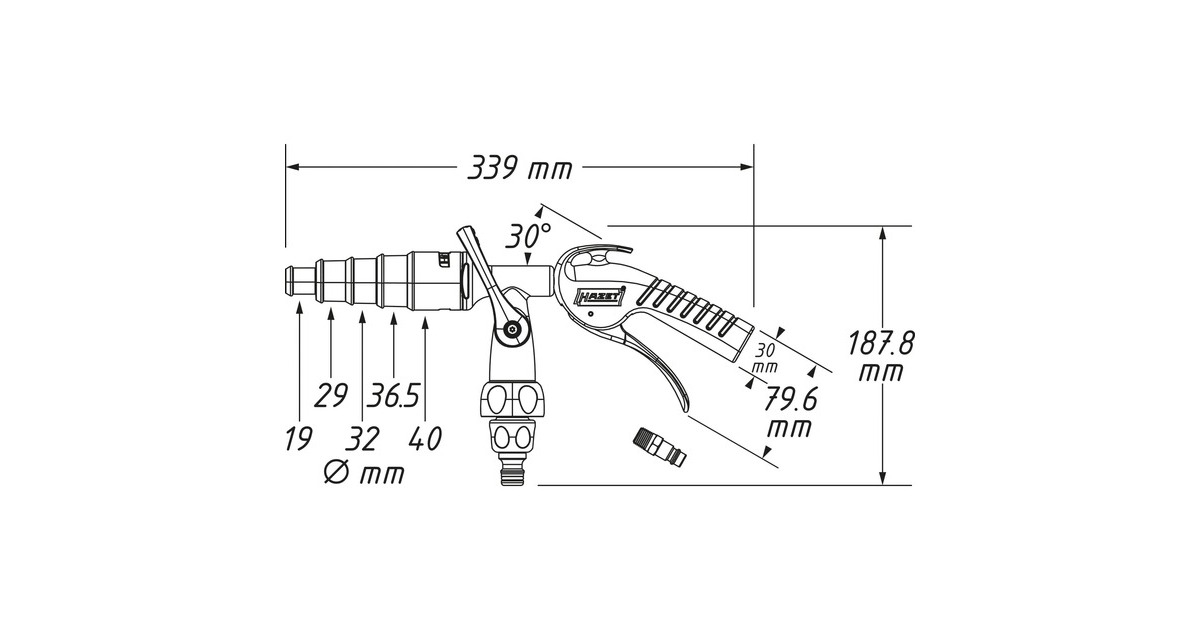 Hazet Waschpistolen Satz 9048P-2/3, Ausblas-Werkzeug(schwarz/blau, zur Reinigung von z.B. Kühlsystemen)