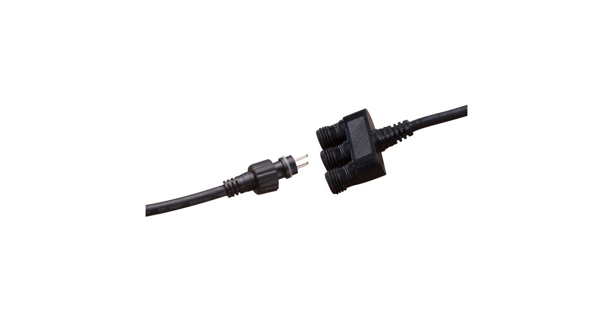 3x 2Pin, Y-Kabel(schwarz, 10 Meter, wasserdicht)