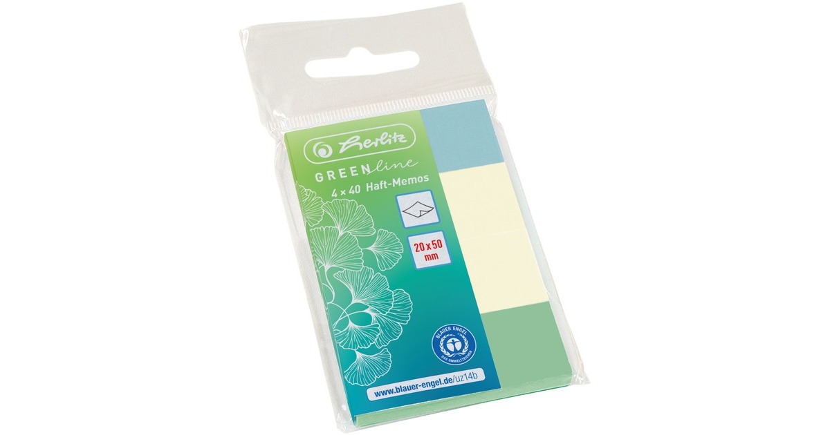 Herlitz Haft-Memos 20x50mm 4x40St., Papier(farbig sortiert)