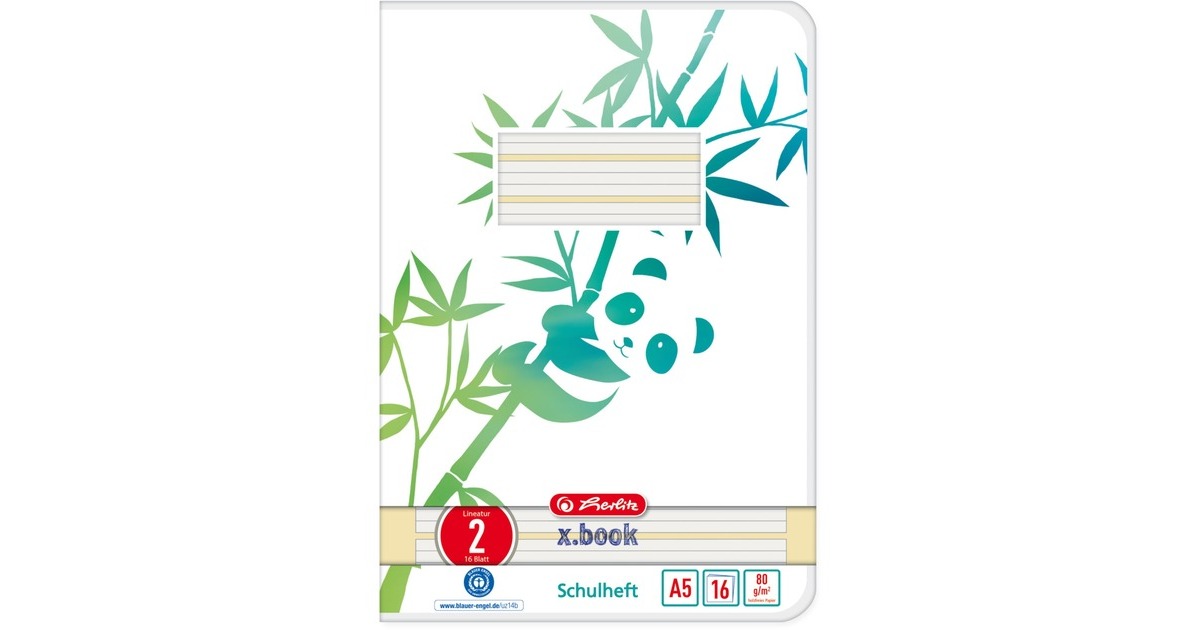 Herlitz Heft A5 16 Blatt Lineatur 02 GREENline Panda(A5)
