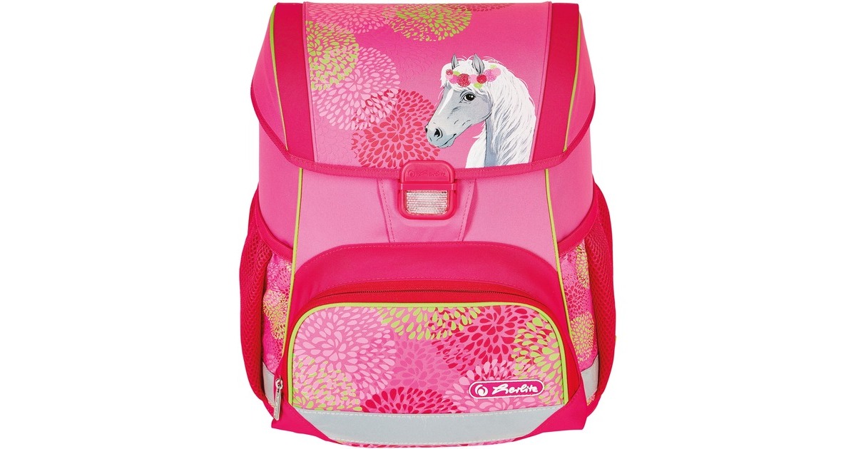 Herlitz Loop Plus Bloomy Horse, Schulranzen(pink, inkl. 16 tlg. Schüleretui, Faulenzermäppchen, Sportbeutel)