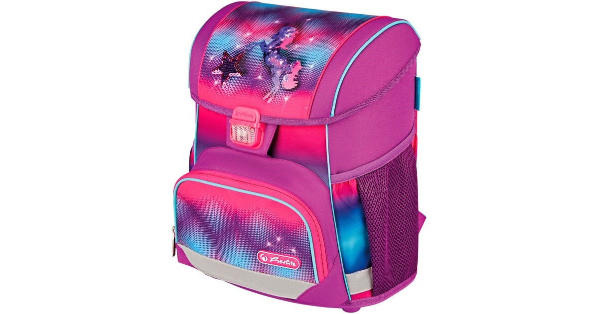 Herlitz Loop Plus Funky Horse, Schulranzen(lila/pink, inkl. 16 tlg. Schüleretui, Faulenzer-Mäppchen, Sportbeutel)