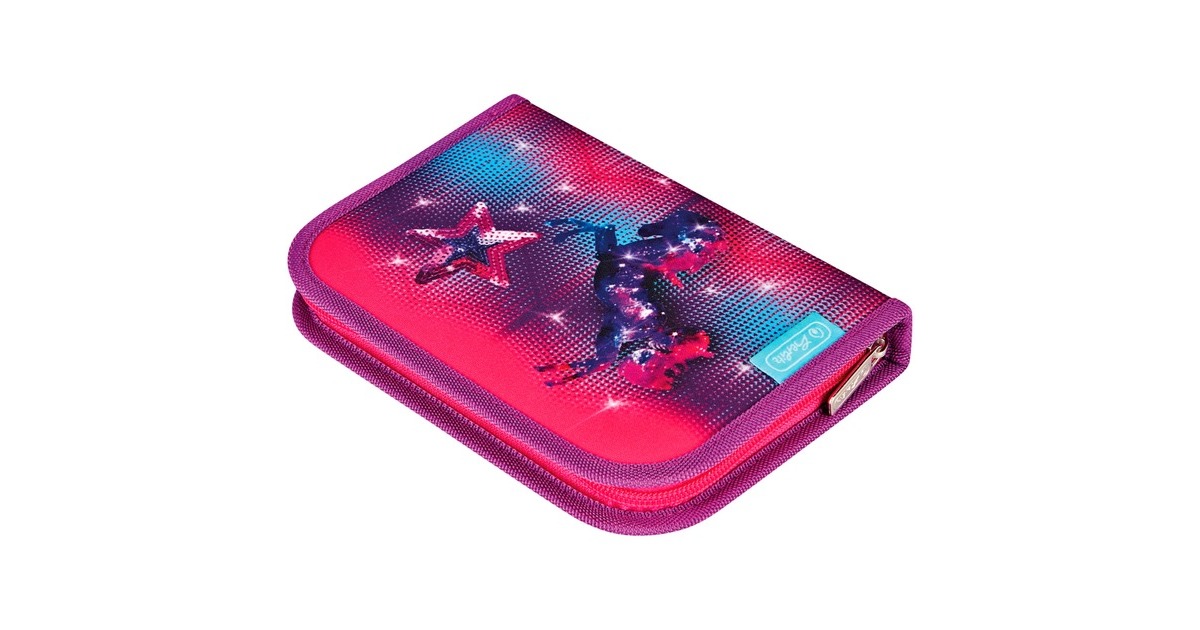 Herlitz Loop Plus Funky Horse, Schulranzen(lila/pink, inkl. 16 tlg. Schüleretui, Faulenzer-Mäppchen, Sportbeutel)