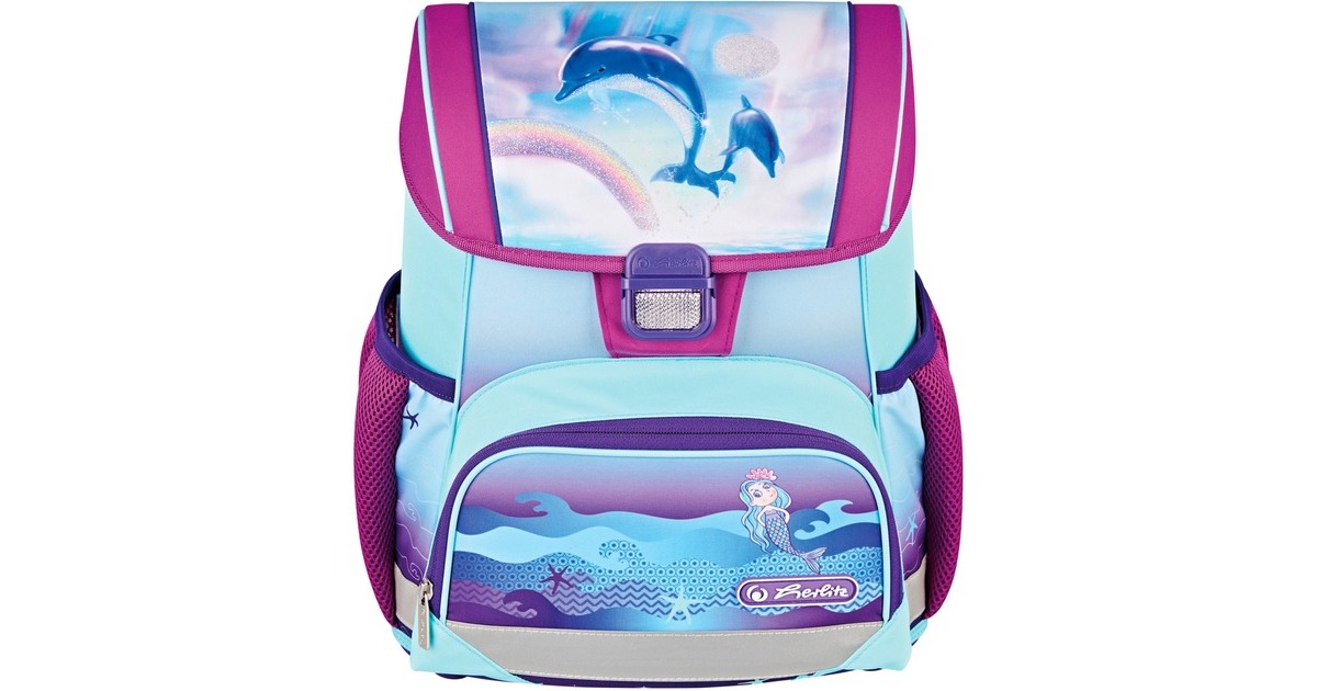 Herlitz Loop Plus Ocean in Heaven, Schulranzen(lila/hellblau, inkl. 16 tlg. Schüleretui, Faulenzer-Mäppchen, Sportbeutel)