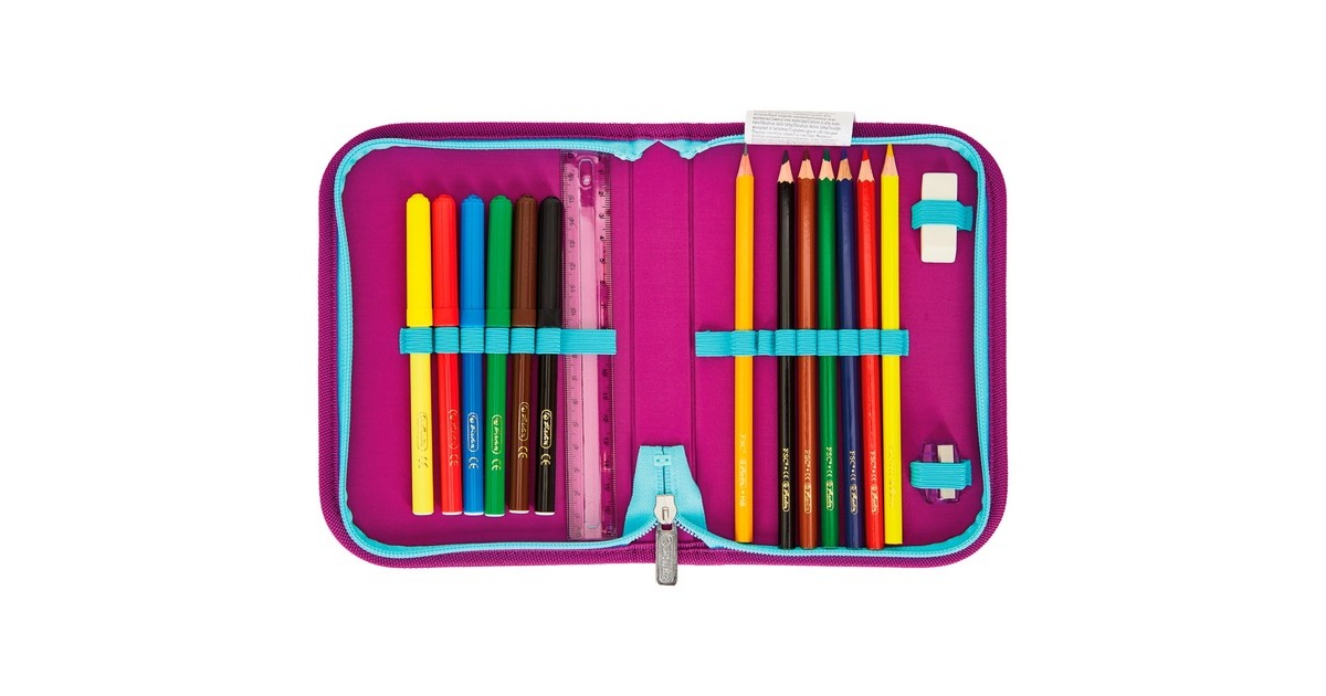 Herlitz Loop Plus Ocean in Heaven, Schulranzen(lila/hellblau, inkl. 16 tlg. Schüleretui, Faulenzer-Mäppchen, Sportbeutel)