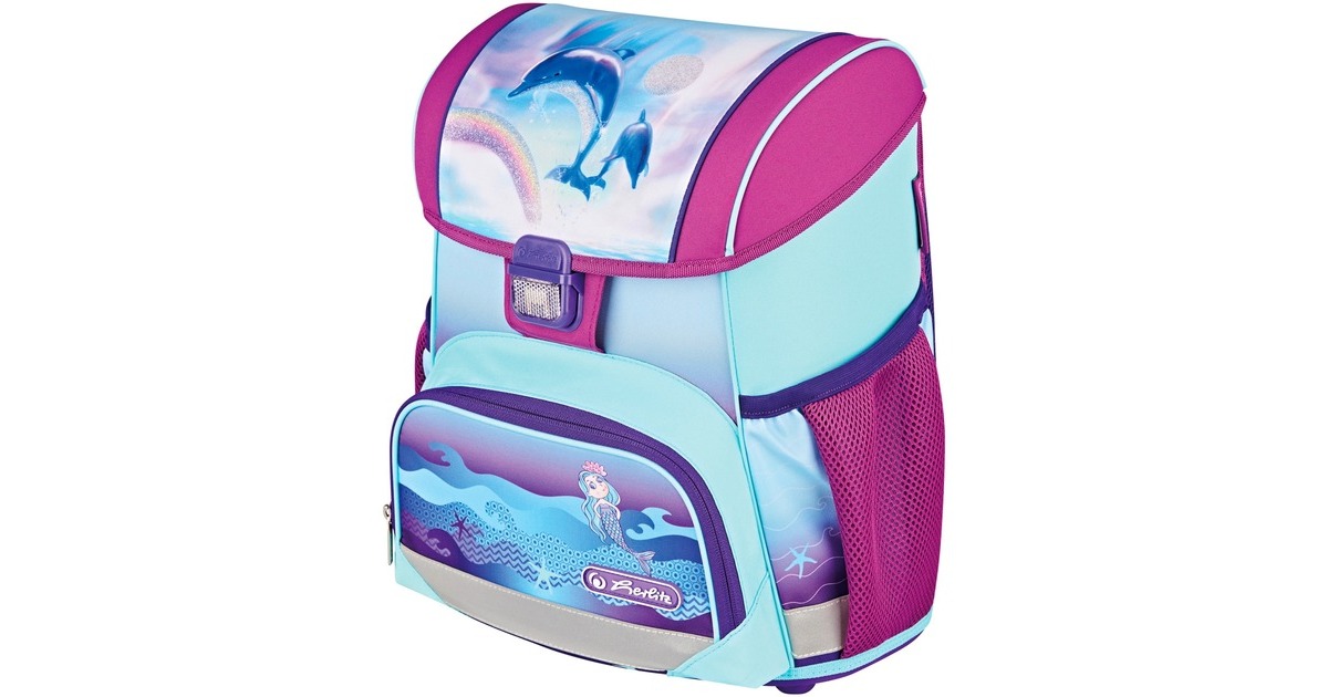Herlitz Loop Plus Ocean in Heaven, Schulranzen(lila/hellblau, inkl. 16 tlg. Schüleretui, Faulenzer-Mäppchen, Sportbeutel)