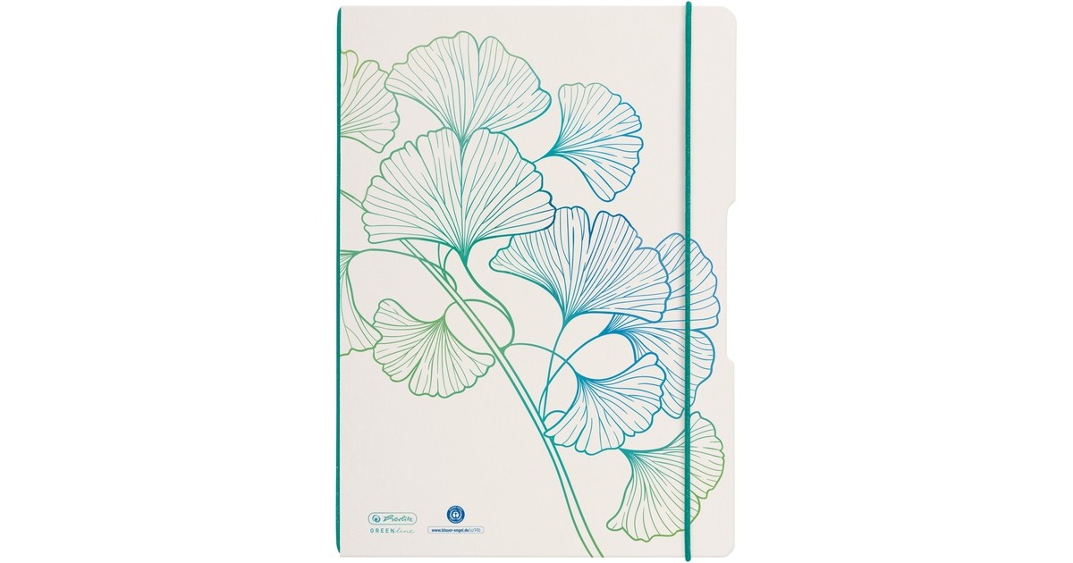 Herlitz Notizheft A4/2x40, kariert + liniert, GREENline, Motiv Ginkgo, College Block(kariert + liniert, A4)