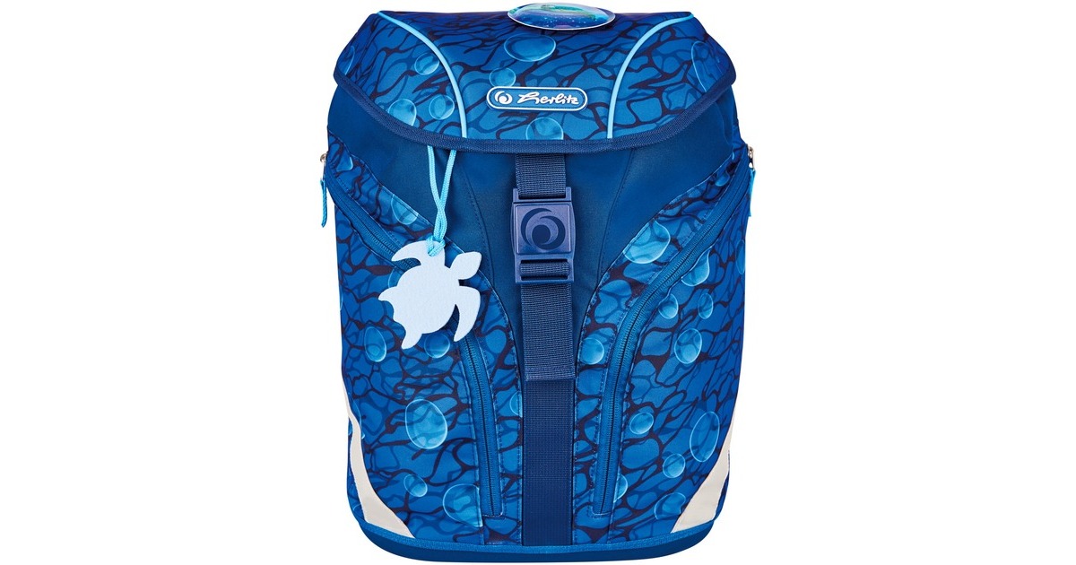 Herlitz SoftLight Plus GreenLine Deep Sea, Schulranzen(blau, inkl. befülltem 16 tlg. Schüleretui, Faulenzermäppchen, Sportbeutel)
