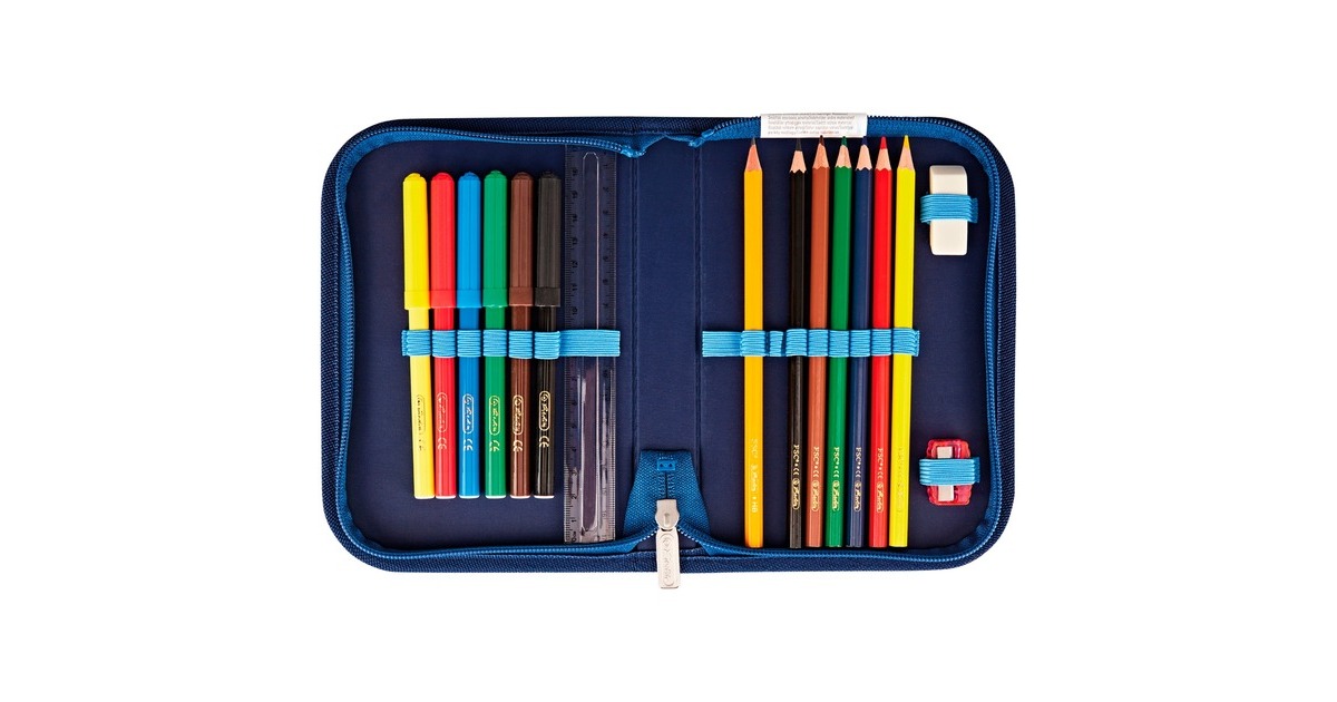 Herlitz SoftLight Plus GreenLine Deep Sea, Schulranzen(blau, inkl. befülltem 16 tlg. Schüleretui, Faulenzermäppchen, Sportbeutel)