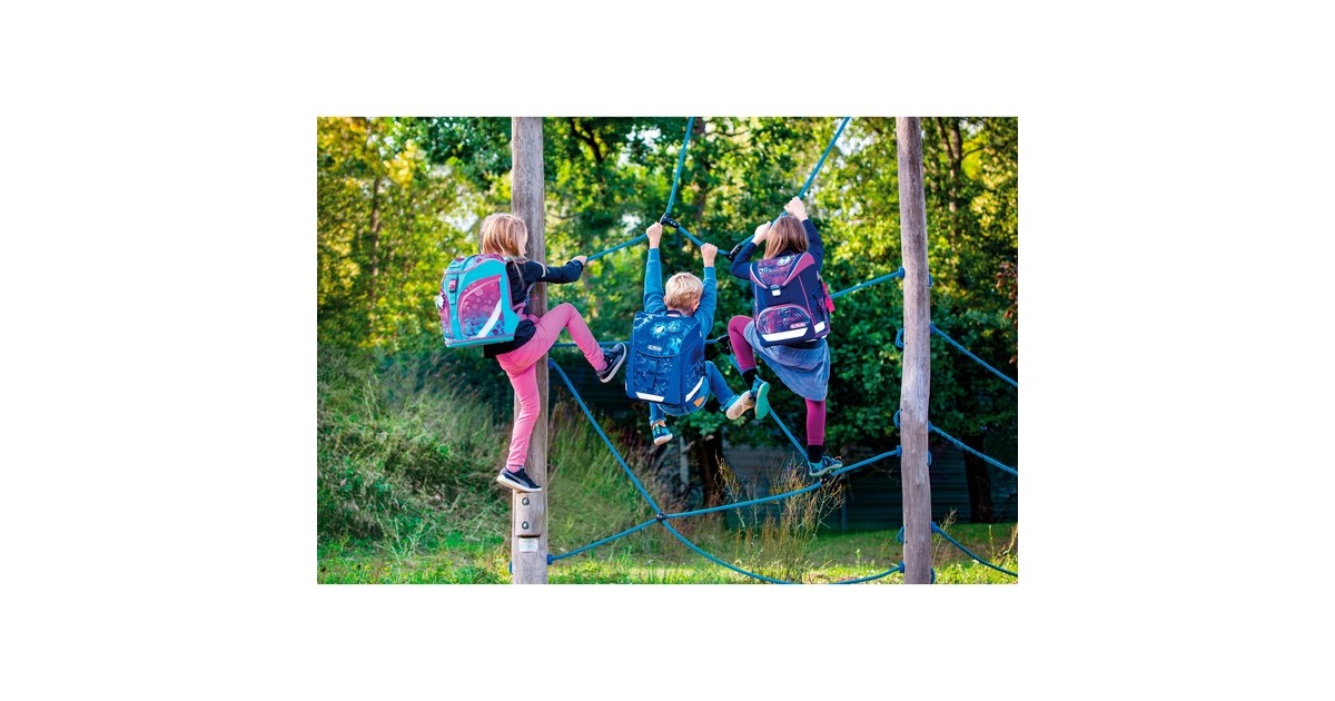 Herlitz SoftLight Plus GreenLine Deep Sea, Schulranzen(blau, inkl. befülltem 16 tlg. Schüleretui, Faulenzermäppchen, Sportbeutel)