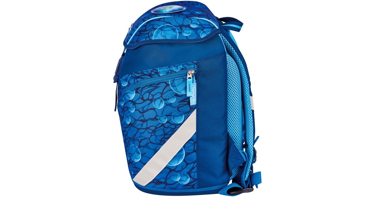 Herlitz SoftLight Plus GreenLine Deep Sea, Schulranzen(blau, inkl. befülltem 16 tlg. Schüleretui, Faulenzermäppchen, Sportbeutel)