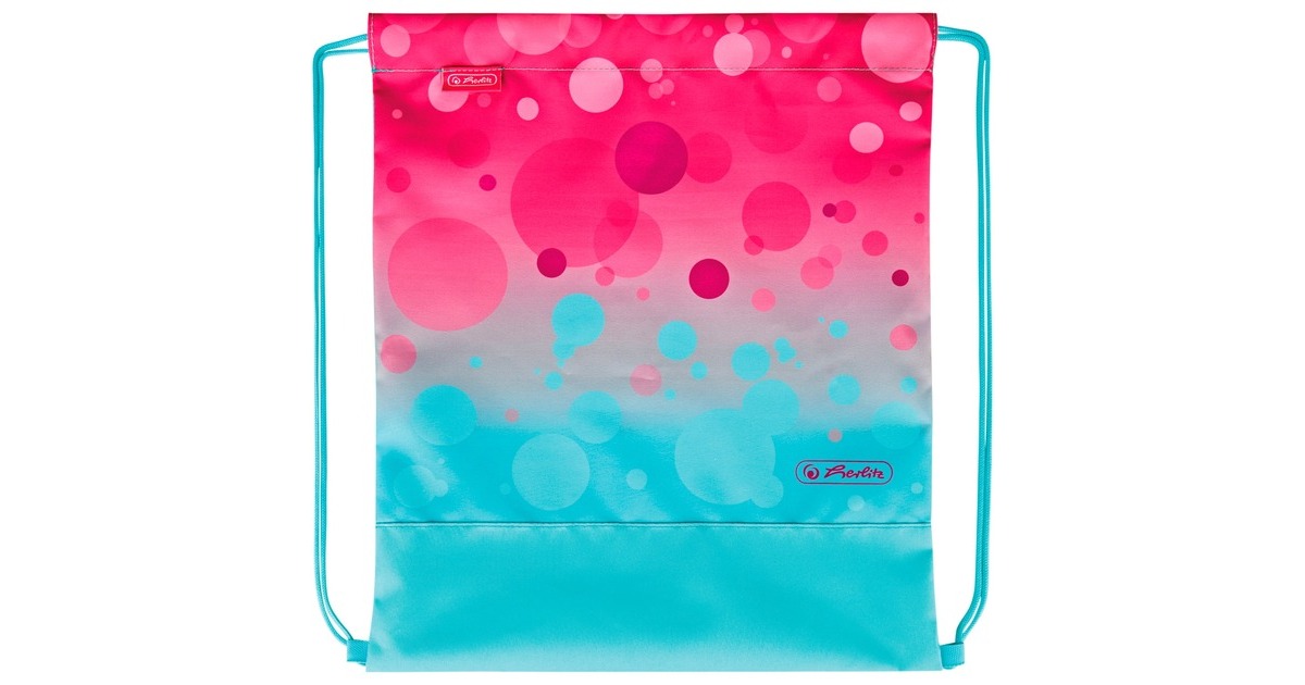 Herlitz SoftLight Plus GreenLine Pink Bubbles, Schulranzen(pink/hellblau, inkl. befülltem 16 tlg. Schüleretui, Faulenzermäppchen, Sportbeutel)