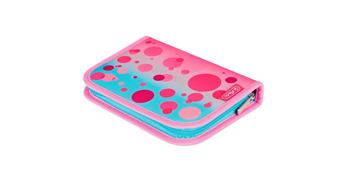Herlitz SoftLight Plus GreenLine Pink Bubbles, Schulranzen(pink/hellblau, inkl. befülltem 16 tlg. Schüleretui, Faulenzermäppchen, Sportbeutel)