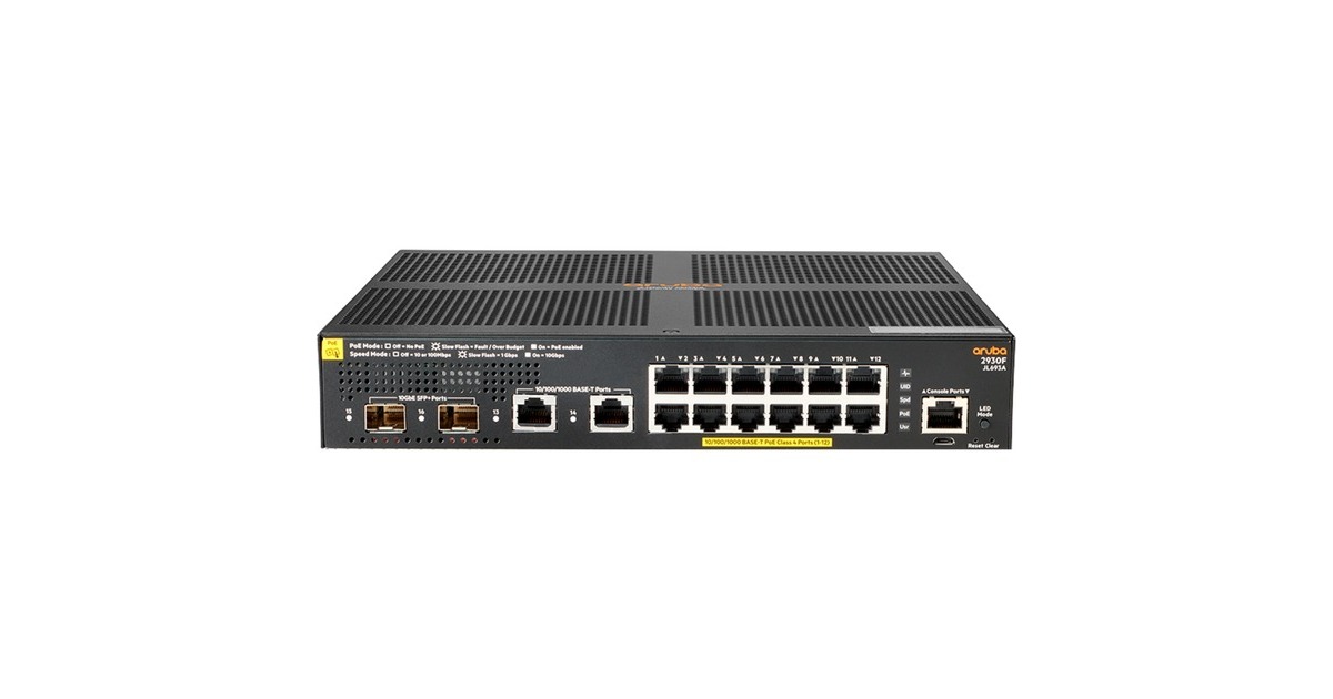 Hewlett Packard Enterprise Aruba 2930F 12G PoE+, Switch(139W PoE+ Budget)