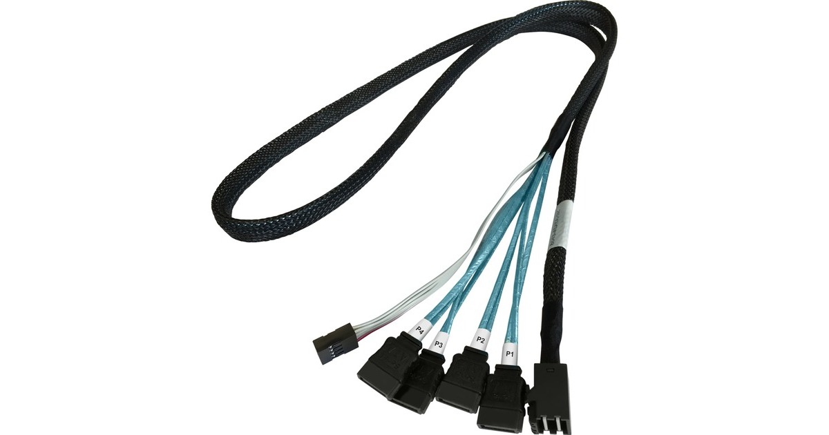4x SATA(schwarz, 1 Meter, mit Sideband)