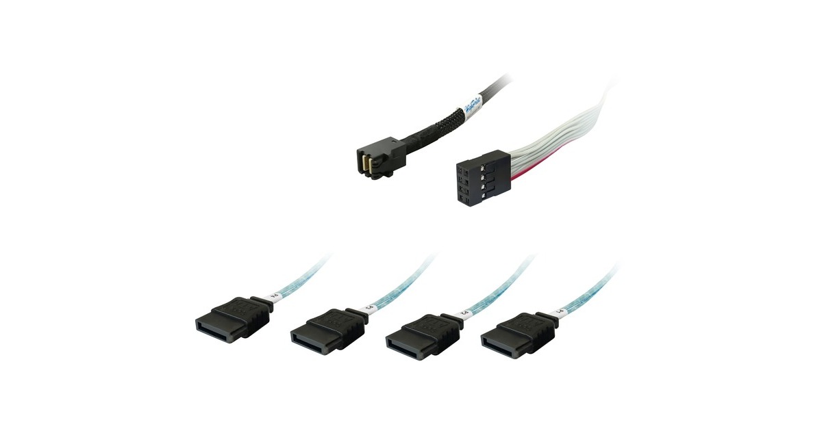 4x SATA(schwarz, 1 Meter, mit Sideband)